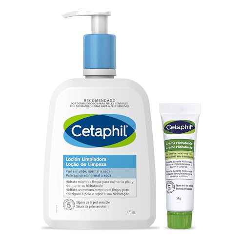 CETAPHIL Routine Sensitive Skin Care Set: Facial Cleansing Lotion 470ml + Mini Moisturizing Cream 14g