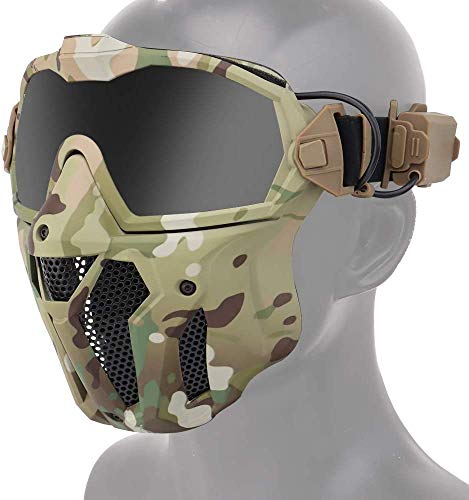 Cool Tactical Paintball Half Face Iron Warrior Steel Mesh Mask - Fast Helmet Combination Accessory - Double Strap Protective Camo Mask