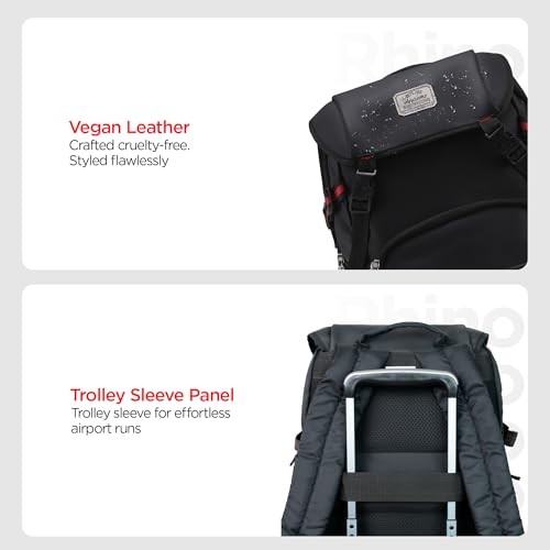 Image of HARISSONS RHINO Laptop Backpack | 30L | Fits 15.6 inch Laptop | 420D PU-Coated Polyester & Vegan Leather | Office, Commute & Travel | Laptop Protection, Trolley Sleeve, Organizer