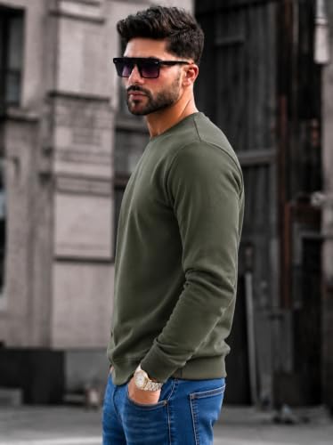 Image of Mack Jonney Men's Solid Winter Sweatshirt|Soft Fleece Fabric Full Sleeve Round Neck Sweatshirt|Stylish Casual Wear for Men-mj-281