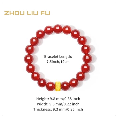 24K Yellow Gold Bracelet Red Agate Bracelets Six True Words Mantra Charm Beaded Bracelet Spiritual Chinese Jewelry for Couple Women Men Her Birthday Special Day2