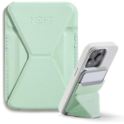 Image of MOFT Magnetic Wallet Stand Compatible with iPhone 16 /15 /14 /13 /12 Series, Angle Adjustment & Magnetic Compatible MOVAS Phone Stand,Peppermint
