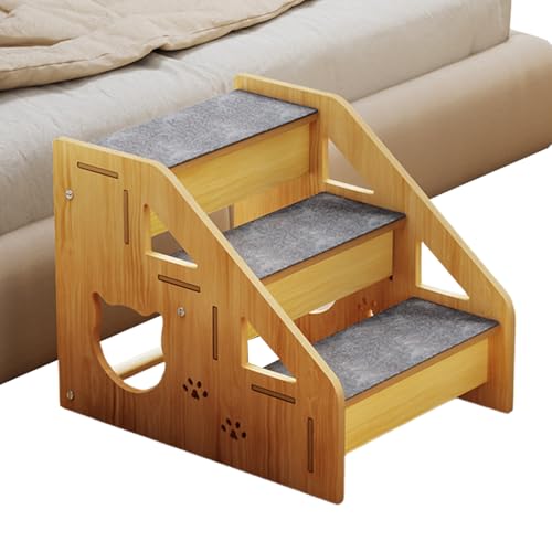 Escalera de 3 escalones para perros con dolores articulares que sufren al saltar 2