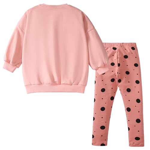 Image of HILEELANG Toddler Girl Fall Outfits Clothing Pants Set Sweatshirt Cotton Strench Leggings Playwear Sets 2pc