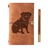 InnoBeta Pug Gifts For Pug Lovers Journal Pen Set, 7.8'x5' Faux Leather Embossed Refillable Notebook for Birthday, Christmas