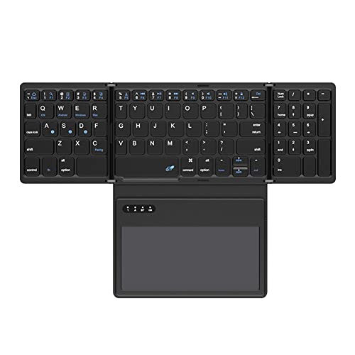 Qyrugcxs Teclado InaláMbrico Bluetooth Plegable con Panel TáCtil Teclado Plegable de Bolsillo Ultradelgado para iOS, Android, PC Tablet