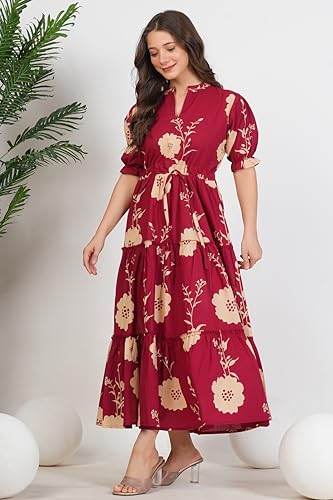 Image of Kuruti B Sheets Women's Cotton Floral Printed Regular Fit Anarkali Kurta for Women