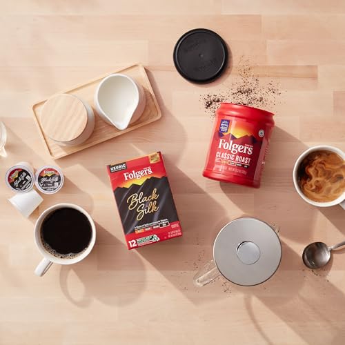 Image of Folgers Black Silk, Dark Roast Coffee, Keurig K-Cup Pods, 12-Count Boxes (Pack of 6)