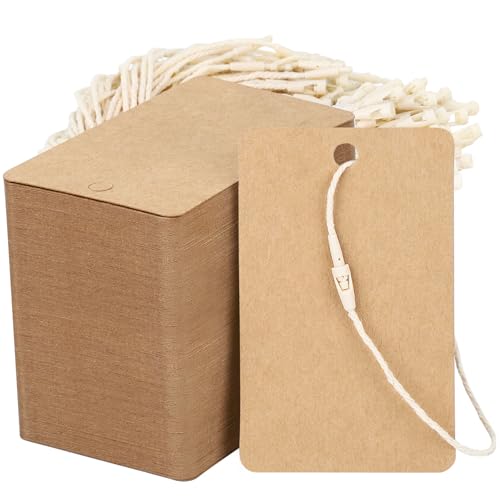 Etiquetas de papel kraft marrones para regalos personalizados y precios de venta con cuerda