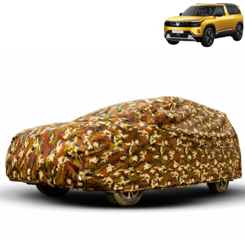 Image of Water Proof Car Body Cover Compatible for Tata Sierra 2026. | Dust Proof, Heat Resistant | Ultra Surface Body Protection - (Military Jungle Print)