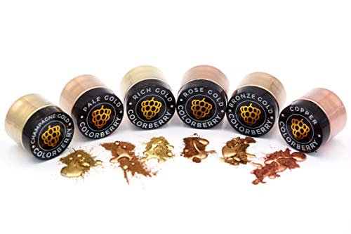 COLORBERRY Caja de bronce - 6 polvos de pigmento premium para arte de resina - polvo de pigmento de lujo con alta pigmentación y efecto metálico muy agradable - Certificado ASTM-D4236, 6 x 25g Cover