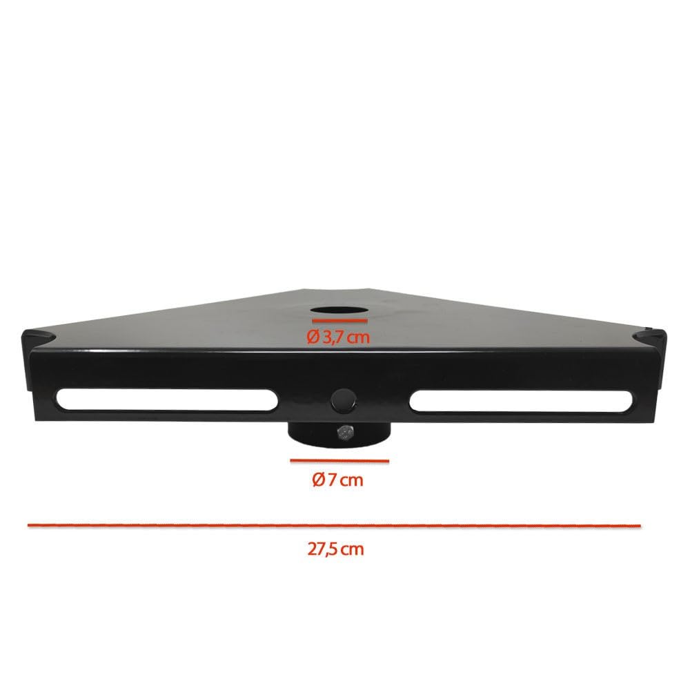 Soporte de Columna para 1, 2 o 3 Focos LED Exterior, Sujeción para Reflectores o Proyectores LED en Farola, fabricado en acero, ideal para iluminar grandes áreas (27CM)