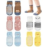 SacJkt Stoppersocken Kinder, Stoppersocken Baby mit Rutschfesten Noppen, 5 Paar Niedlich Elastische Rutschsocken Kinder für Jungen und Mädchen （02：M, 1-3 Jahre ）