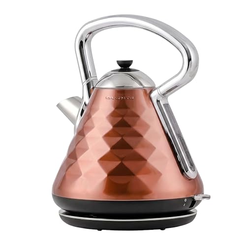 OVENTE Retro Electric Kettle, 1.7L Stainless Steel Tea Kettle, 1500W Fast Heating Hot Water Boiler with LED Indicator Light, Auto Shut-Off & Boil-Dry Protection, BPA-Free Teapot, Copper KS755CO