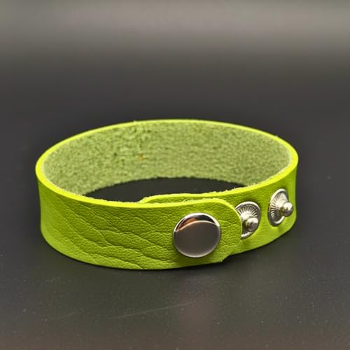 Image of THE MEN THING BLAZEFIT STRAP - 18mm Genuine Leather Bracelet with Stainless Steel Stud Button Closure for Men & Boys (6.6 /7.1 /7.6 inch)