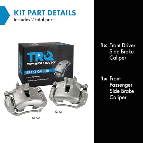 Image of TRQ Front Brake Caliper Set Zinc Coated Brackets Hardware Compatible with 2009-2012 Hyundai Elantra 2010-2013 Kia Forte Forte Koup
