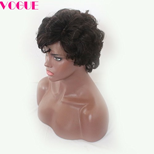 Short Malaysian Human Hair Lace Front Wigs Bob Cut Bouncy Wave Virgin Hair Wigs for Black Women (8inch)