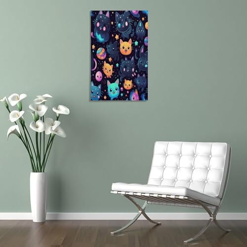 Chat Murale Déco Toile 50x75 cm Tableau Chat pour Salon - 5