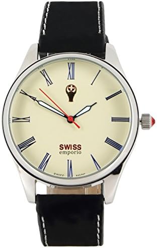 Swiss Emporio SE02CRSL10 Men's Quartz with Beige Dial Analogue Display and Black Leather Strap