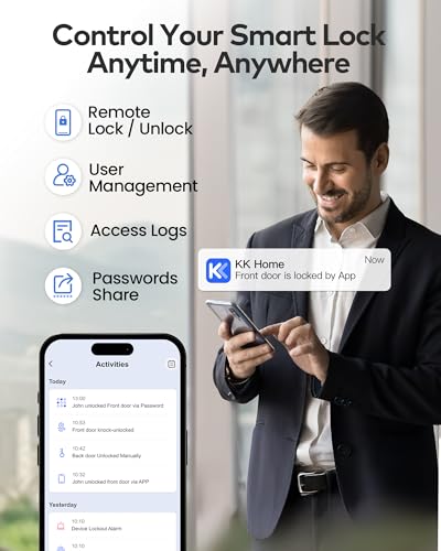 TEEHO TE012W WiFi Smart Lock, Fingerprint Door Lock with Built-in Wi-Fi, Keyless Entry Keypad Smart Deadbolt, App Remote Control, Alexa Compatible, IP55 Waterproof for Front Door – Satin Nickel - Image 4