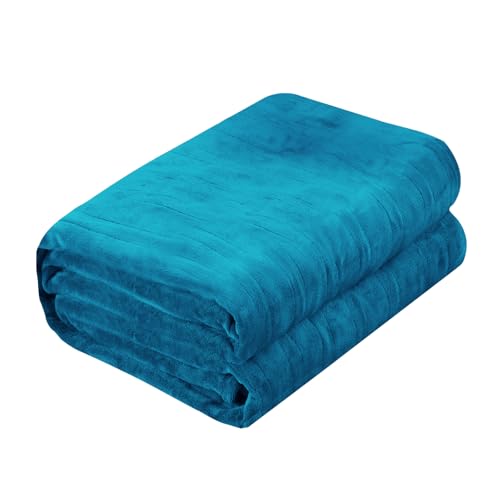 Electric Heated Blanket Full Size 72"x84", 5 Heating Levels & 10 Hours Auto Off Large Oversized, Machine Washable, Home Office Use, Blue