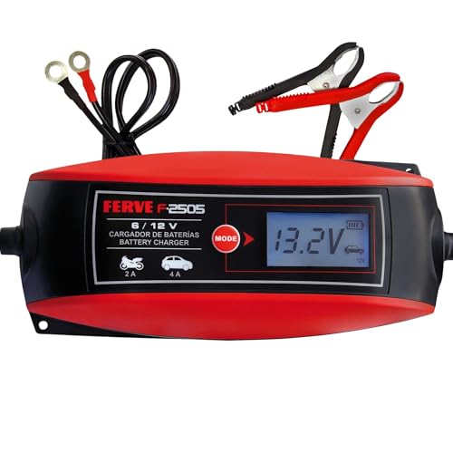 Ferve F-2505 Cargador de baterías, Negro, Rojo