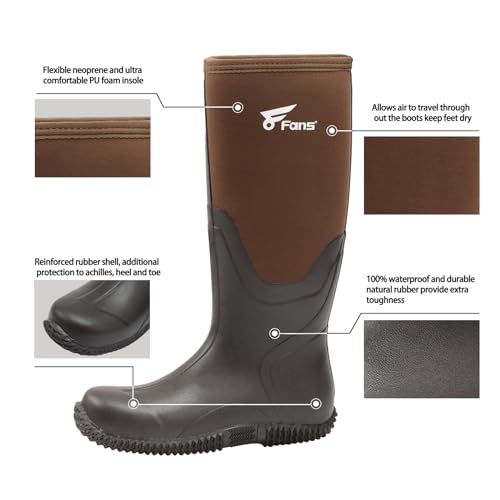 8 Fans Mens Rubber Boots,Waterproof Rain Boots Durable Fishing Hunting Neoprene Boots Ideal for Farming Working and Gardening2