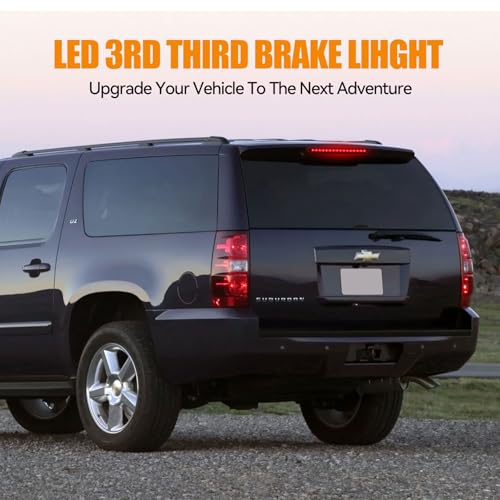 Image of Third 3rd Brake Light LED for 2007-2014 Chevy Tahoe /Suburban /GMC Yukon & XL, High Mount Rear Brake Lights Assembly, Waterproof Center Cab Lamp Stop Light (Black)