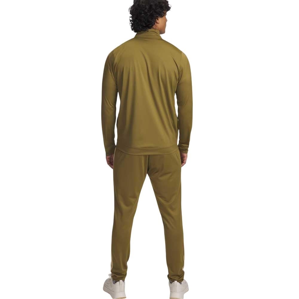 Under Armour Męski dres treningowy z dzianiny, wygodny i szybkoschnący top i spodnie do biegania z kieszeniami, męski dres treningowy i do noszenia na co dzień, zielony/polny khaki, MD