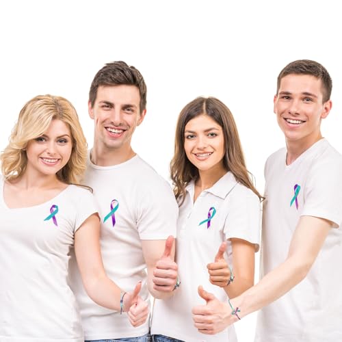 Suicide Awareness Bracelets Bulk Suicide Prevention Awareness Bracelets Teal and Purple Ribbon Motivational Wristband for Women Men Mental Health Item Charity Campaign Supplies4