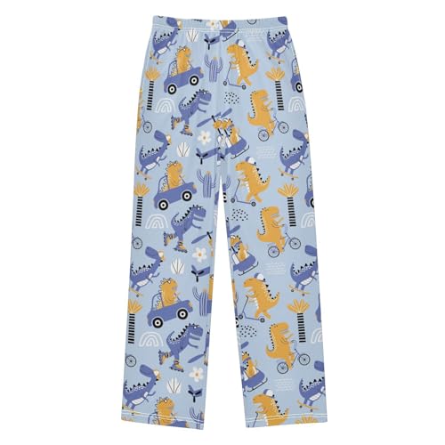Boys' Pants Cute Dinosaur Seamless Pattern Long Bottoms Jogger Pants Elastic Waist Trousers with Pockets S-XL
