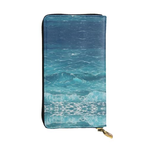 Portefeuille en cuir imprimé Deep Blue Sea grand format avec porte-cartes chic