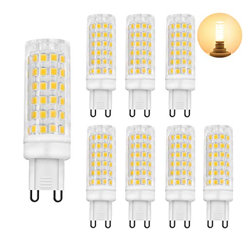 Crazy Deals Zhzai G9 LED 5.5W Flicker-Free Ceramic Base LED Light Bulbs G9 Base R80 110v-130v Bi-Pin 60W Equivalent White 550LM Warm White (3000K) Pack of 8 Crazy Deals Zhzai G9 LED 5.5W Flicker-Free Ceramic Base LED Light Bulbs G9 Base R80 110v-130v Bi-Pin 60W Equivalent White 550LM Warm White (3000K) Pack of 8