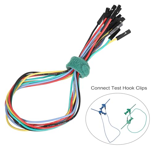 Image of Sumnacon Test Leads Kit 10 Pcs 5 Colors Mini SMD IC Test Hook Clips with Silicone Jumper Wires Cable for Logic Analyzer Electrical Testing Clip Leads or Multimeter Test Leads for Repairing Cell Phone