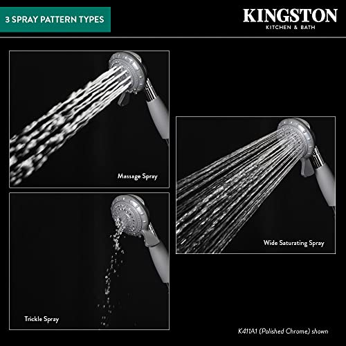 Ducha manual redonda 4 funciones Kingston Brass blanca/gris miniatura 3