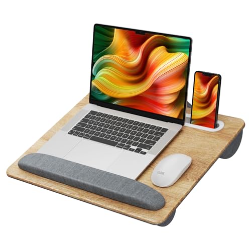 Flycity Laptop Lap Desk Fits up to 15.6 inches Laptops, with Pillow Cushion & Wrist Pad, Portable...