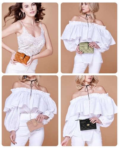 Small Wallet For Women- Credit Card Holder Wallet For Women Girls- Zipper Small Bifold Wallet Mini Coin Purse With ID Window (Olive Green)3