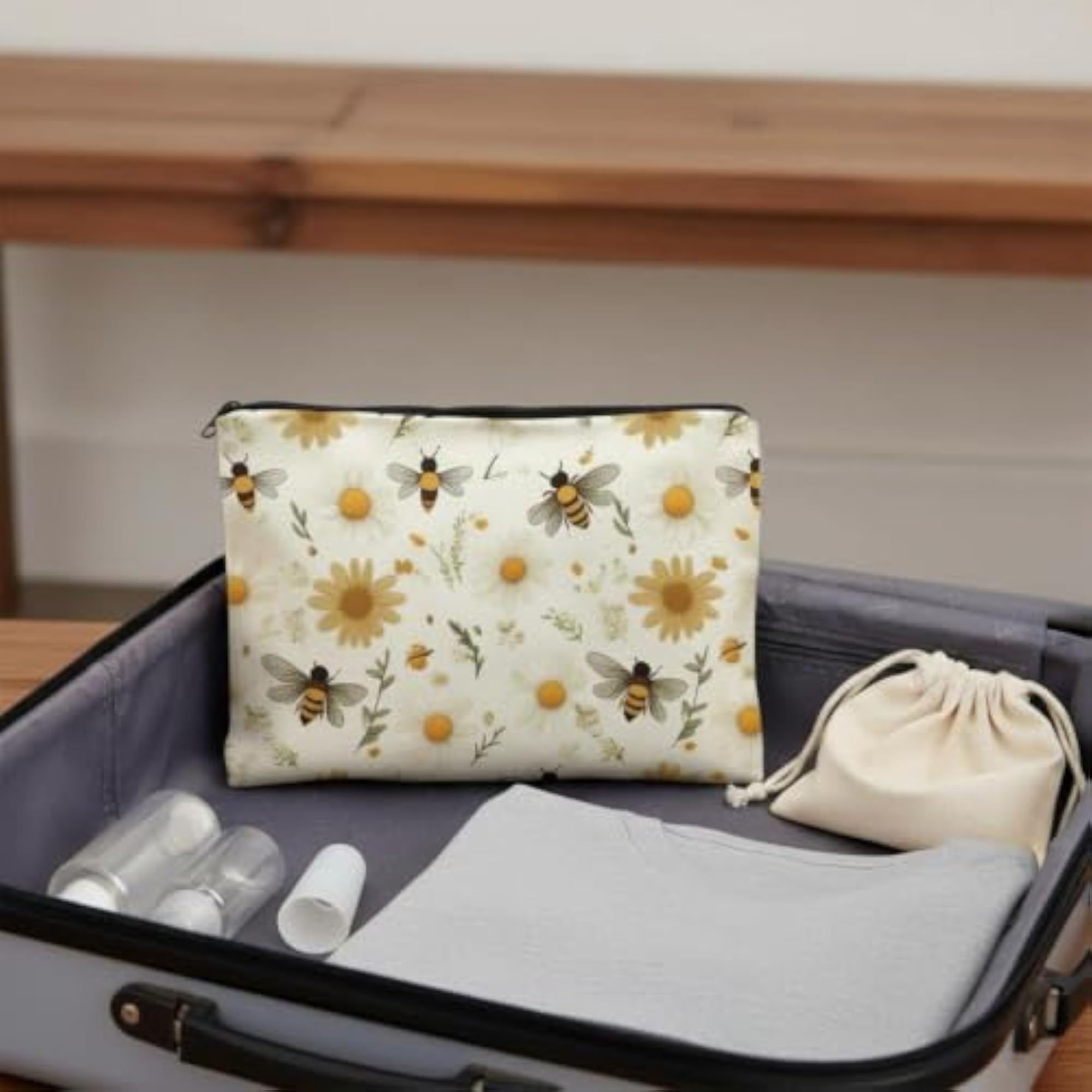 Floral Makeup Pouch Water-Resistant Cosmetic Bag for Women
