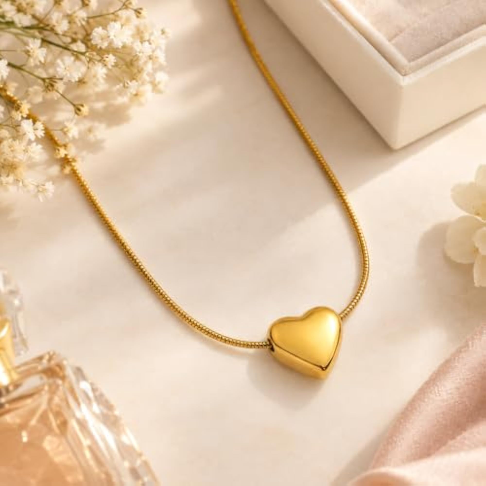 Women's Anti Tarnish Stainless Steel Heart Locket Pendant Necklace