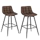 Barhocker WOLTU BH249br-2 2er Set – Designer Barstuhl aus Kunstleder