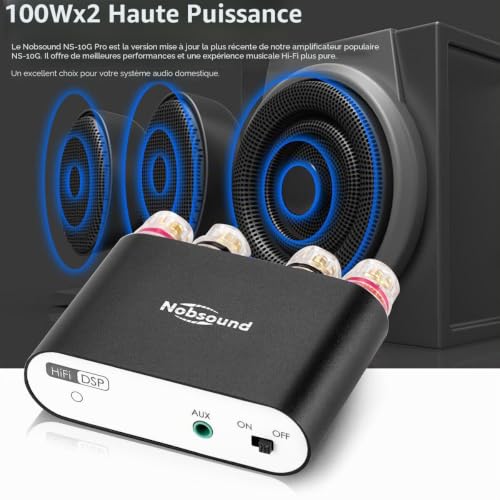 Mini-amplificateur numérique Nobsound NS-10G Pro Hi-Fi DSP - 100 W - Avec système bluetooth 5.0 - Audio stéréo à 2 canaux - Pour une utilisation à domicile – vue 7