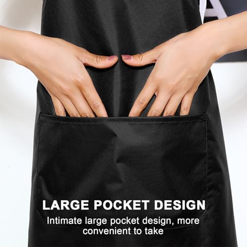 4 Pezzi Grembiule da Cucina Chef, Grembiule con 2 Tasche Unisex Cucina Chef Regolabile, Impermeabile Grembiule per Casa, Cucina, Ristorante, Caffetteria, Giardini, 60 * 70 cm (Nero) - immagine 5