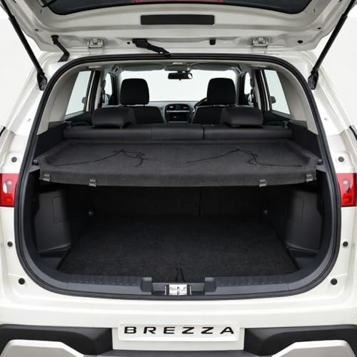 Image of Premium Parcel Tray for Maruti Suzuki Brezza Rear Parcel Shelf Board with Fabric Top Surface Reinforced Molded Base Strong Load Bearing Easy DIY Installation Vehicle Specific Fit Black