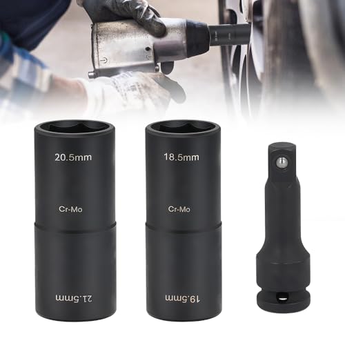 XPJBKC Schlagschrauber Nüsse 18,5/19,5/20,5/21,5 mm, 3 Stück Steckschlüsselsatz, Stahl Doppelkopf Schlagnuss Set mit 1/2\" Kraft-Verlängerung, Doppelkopf Radmutternschlüssel-Reifenwechsel Werkzeug XPJBKC Schlagschrauber Nüsse 18,5/19,5/20,5/21,5 mm, 3 Stück Steckschlüsselsatz, Stahl Doppelkopf Schlagnuss Set mit 1/2\" Kraft-Verlängerung, Doppelkopf Radmutternschlüssel-Reifenwechsel Werkzeug