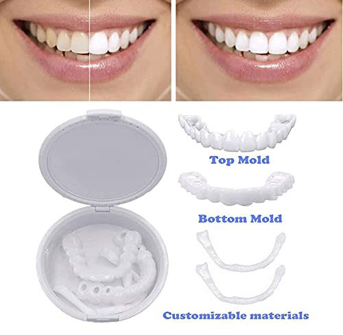 Icehao Upper & Lower Teeth Veneers - Simulation Braces Snap On Smile Tooth Cover Perfect Whitening One Size Fits Most Comfortable Denture To Make White Beautiful Neatr (2Pcs) 2 Count (Pack Of 1) #TOP4