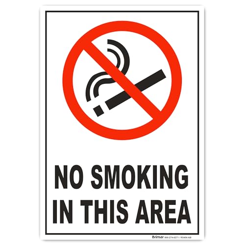 Brimar - 7\" x 10\" - No Smoking In This Area Sign - 3.5 Mil InfiniStickâ„¢ Vinyl Label - Clear Identification - Easy Installation