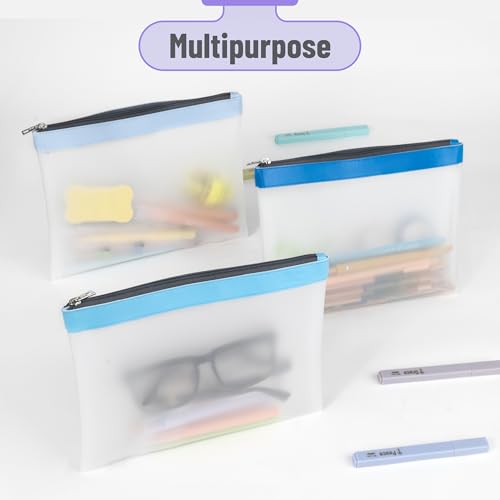 Image of Mr. Pen- Clear Pencil Pouch, 9 inch x 6.88 inch, 3 Pack, Durable TPU Material | Large Water-Resistant Pencil Bags with Smooth Zipper, Multipurpose Clear Pouch for Stationery, School, Office