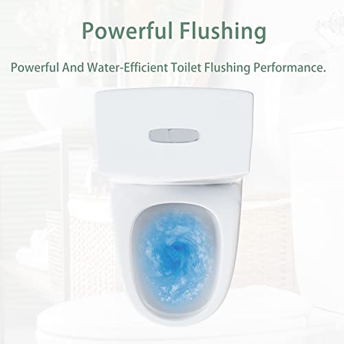 Simple Project Compact Elongated One Piece Toilet - Space-Saving Solution For Small Bathrooms - Small Dual Flush Toilet, 16.5" Comfort Height Bowl, 12" Rough-In - White #TOP4