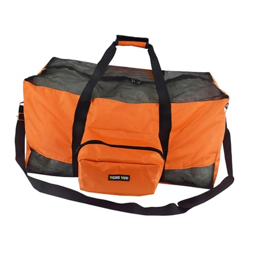 Colaxi Scuba Snorkeling Mesh Dive Bag Carry Bag Multipurpose for Pool Trip Lightweight with Zipper and Pockets Breathable 66x35x35cm, Orange