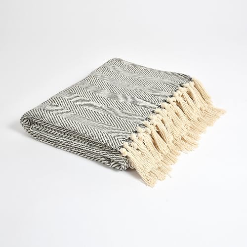 Image of Soft Throw Blanket | Used Both Indoor and Outdoor | Blanket for Living Room | Bedroom | Hall | Kids Room | Sofa and Bed or Chair Throw (Zigzag Grey)